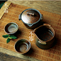日式粗陶 原创茶具套装四件套