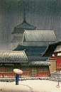 日本版画大师Kawase Hasui 《冬雪》