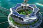 Grand Cancun eco island cleans up the ocean while generating renewable energy : Richard Moreta Castillo designed Grand Cancun - a giant offshore platform on stilts that will clean up the oceans near Cancun