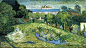 多比尼花园 荷兰 梵高 油画 1890 多比尼，全称夏尔·弗朗索瓦·多比尼(Charles Francois Daubigny， 1817-1878年)。法国风景画家，巴比松画派中重要的画家之一。善于描绘自然风光，多比尼的画面多为阳光普照，充满了光感；他的构图多为横幅取景，具有明朗开阔之感，充满这自然的生机。这是1890年梵高在奥维尔期间的作品，梵高所着重描绘的是多比尼家的宅第前面的大花园，这是中产阶级的象征。另外还有一幅《多比尼花园》与此幅相似，只是这一幅画的前景上有一只奔跑的黑猫，梵高还为之画了些素描