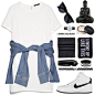 A fashion look from January 2015 featuring white dress, canvas sneakers and crossbody purse. Browse and shop related looks.