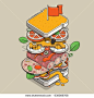 layered sandwich, vector illustration