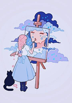 颜值高采集到画师 Meyoco 插画师 少女幻想