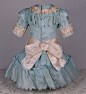 Wonderful Antique Aqua Silk Satin French Bebe Dress for JUMEAU, BRU, or other French Bebe Doll