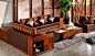 东南亚风格的沙发，实木与布艺以及皮艺三者结合，给您不一样的家居体现 #客厅# #沙发#