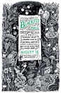 Blackfly Ball 2014 Poster : This poster was designed to promote the Beehive Design Collective's annual celebration and fundraiser. It was designed to be letterpress printed on the Beehive's Vandercook SP20. 
