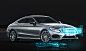 Mercedes-Benz C Class Coupé: Virtual Reality : I worked with Sinister Studio to develop a graphic and title treatment for the Head Up Display for the new Mercedes-Benz C class Virtual Reality experience. App download available soon. All 3D, 360 and shot f