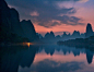 campfire on the shore of the Li River