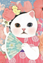 Jetoy Choo Choo 的猫咪插画，这么一副懵懂的表情是要萌死谁啊！