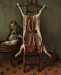 Caspar Netscher Art Print featuring the painting Slaughtered Pig by Caspar Netscher