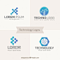Blue technology logos Free Vector