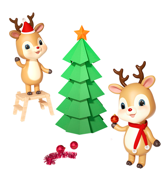 圣诞节圣诞树麋鹿PNG： (680×74...