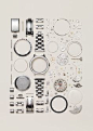 Credit: Todd McLellan/Thames & Hudson Disassembled Russian Vostok watch from the 90s. Number of parts: 130