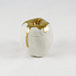 Apple Trinket Box with 14k Gold Drip - White