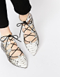 Image 1 of ASOS LANA Pointed Lace Up Ballet Flats