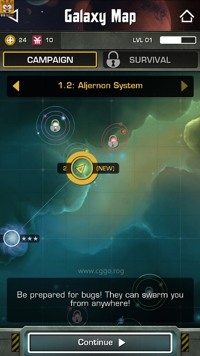 策略和塔防游戏《太空战争》UI界面