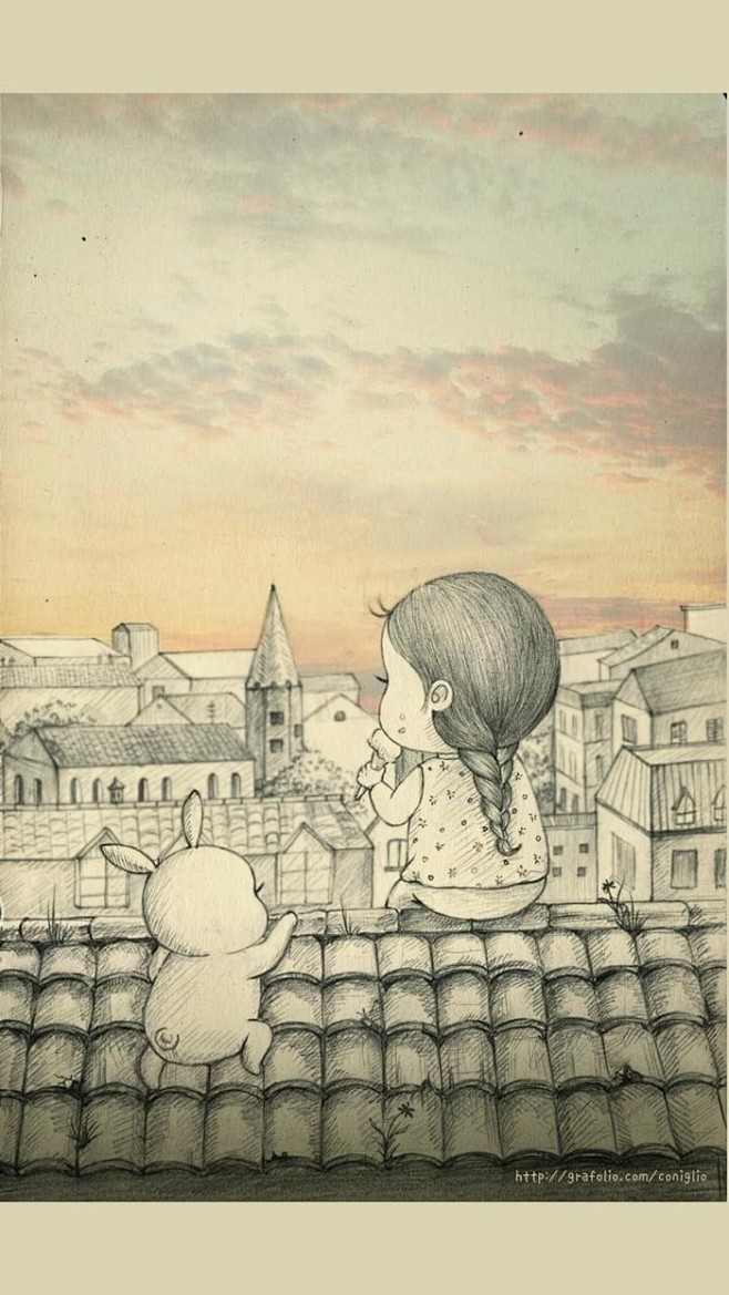 【插画家Coniglio小女孩与小兔子的...