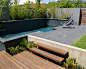 Kensington Park, SA : A new concrete pool was required in a split level courtyard garden. Collaboration with the Client, WAX and Quantum Pools resulted in a raised pool with a spill edge into the lower decked entertaining