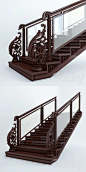 深棕色楼梯3D模型（FBX,MAX）