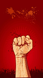 红色复古拳头加油H5背景素材，来自爱设计http://www.asj.com.cn