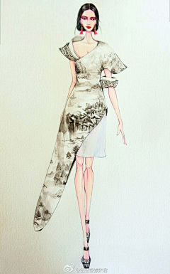 米色米采集到服装丨手绘服装设计