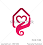 Real estate house logo concept with heart inside. 