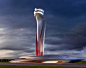 郁金香风格的空中交通管制塔在新伊斯坦布尔机场