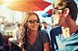 happy dating couple at outdoor restaurant with lens flare by Joshua Resnick on 500px