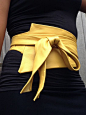 XXL Mosterd yellow asymetric genuine leather obi belt by SmpliAnwi: