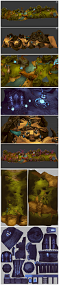 游戏美术资源 手游游戏 魔幻卡通Q版 3D 场景 石头 植物 MAX模型  U3D场景 原画3D素材参考