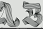 26款复古3D波浪条纹哥特抽象艺术封面标题英文字母ai矢量设计素材