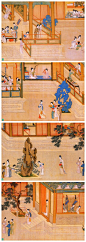 明代仇英《汉宫春晓图》，以春日晨曦中的汉人宫廷为题，描绘后宫佳丽百态画中人物的服饰，有着典型的唐风；家具则具有明代特色。因此画中描绘的绝非汉代宫廷，而是汉人宫廷。