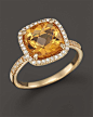 Bloomingdale’s Citrine and Diamond Cushion Cut Ring in 14K Yellow Gold