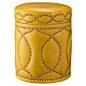 Yellow nailhead ottoman