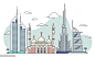 迪拜旅游简笔彩绘现代古典地标建筑建筑插图插画