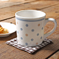 U-PICK原品生活 夏日点格系列陶瓷水杯 咖啡杯-蓝点杯子 茶杯