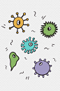 病毒疫情细菌可爱手绘卡通新冠疫苗防护