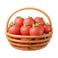 Apple Basket 3D Illustration