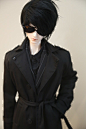 SD BJD娃娃 娃衣 1/3 SD17 70+叔尺寸 条纹黑西装黑长风衣套装-淘宝网
