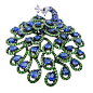 Diamond Sapphire Tsavorite Peacock Pin Brooch. Beautiful Diamond Sapphire Tsavorite Peacock Pin Brooch composed of 22 brilliant-cut diamonds=0.12ct, 1 black diamonds=0.02ct, 34 sapphires=9.93ct and 610 tsavorite=6.25ct; claw-set in 18k white gold; Total w