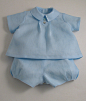 Ice Blue Linen suit for a Baby Boy : A classic, traditional suit for a baby boy to wear for a special occasion or just to look adorable! Description:-  A custom made 2-piece