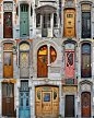 many different doors and windows are shown together