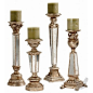 Antique Gold Mirrored Pillar Candle Holder: 