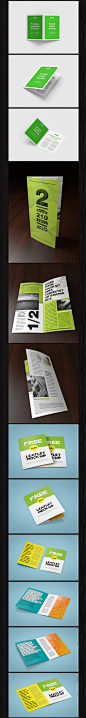 企业折页展示效果图对折广告宣传单VI智能图层PS样机贴图提案素材