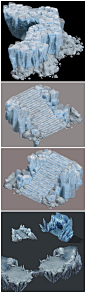 冰 冰川 冰山 水晶 雪地 2.5D游戏地图 三转二地图PSD 写实Q版 中国风武侠仙侠2.5D场景地图 游戏修图素材 原画3D素材 游戏美术资源 CG原画参考 2D场景原画