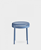 A minimalist, metal stool with a perforated seat. In steel with a powder-coated…: