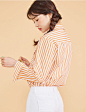 봄을 찾으러 shirts by 츄(chuu) : 산뜻한 컬러감의 스트라이프 셔츠:) 여유있는 핏감에 베이직한 디자인으로 유행타지 않고 입을 수 있어요!                                                                                              PRODUCT INFO    컬러감이 너무나 만족스러웠던 스트라이프 패턴의