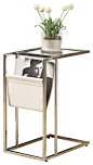 White, Chrome Metal Accent Table With A Magazine Holder contemporary-side-tables-and-end-tables