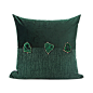 澜品家居现代中式/沙发床头靠包靠垫抱枕/深绿色中心拼接装饰方枕-淘宝网