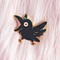 Schreien Crow hart Emaille Pin / / vergängliche Art Collab